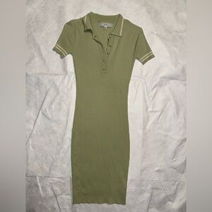 Guess Olive Ribbed Polo Midi Dress
